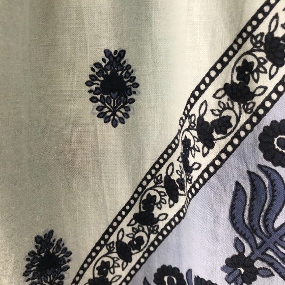 Blue print empire waist batik print summer dress v neck spaghetti strap - Picture 4 of 7